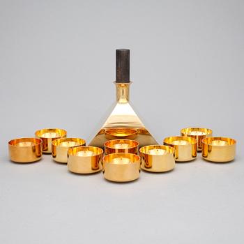 PLUNTA OCH SUPKOPPAR, 1+10st, mässing och förgylld mässing, Pierre Forsell, Skultuna.