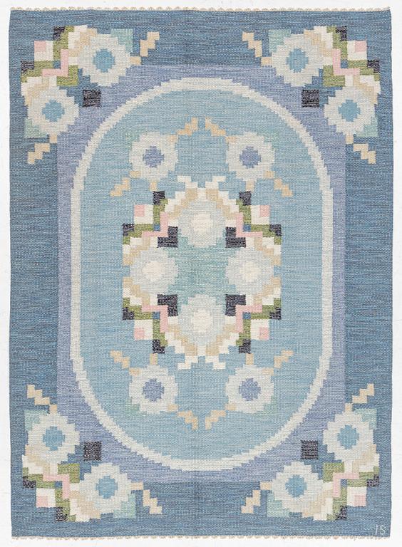 Ingegerd Silow, Rug, "Malmsjön" flat weave, signed IS, approx. 230 x 170 cm.