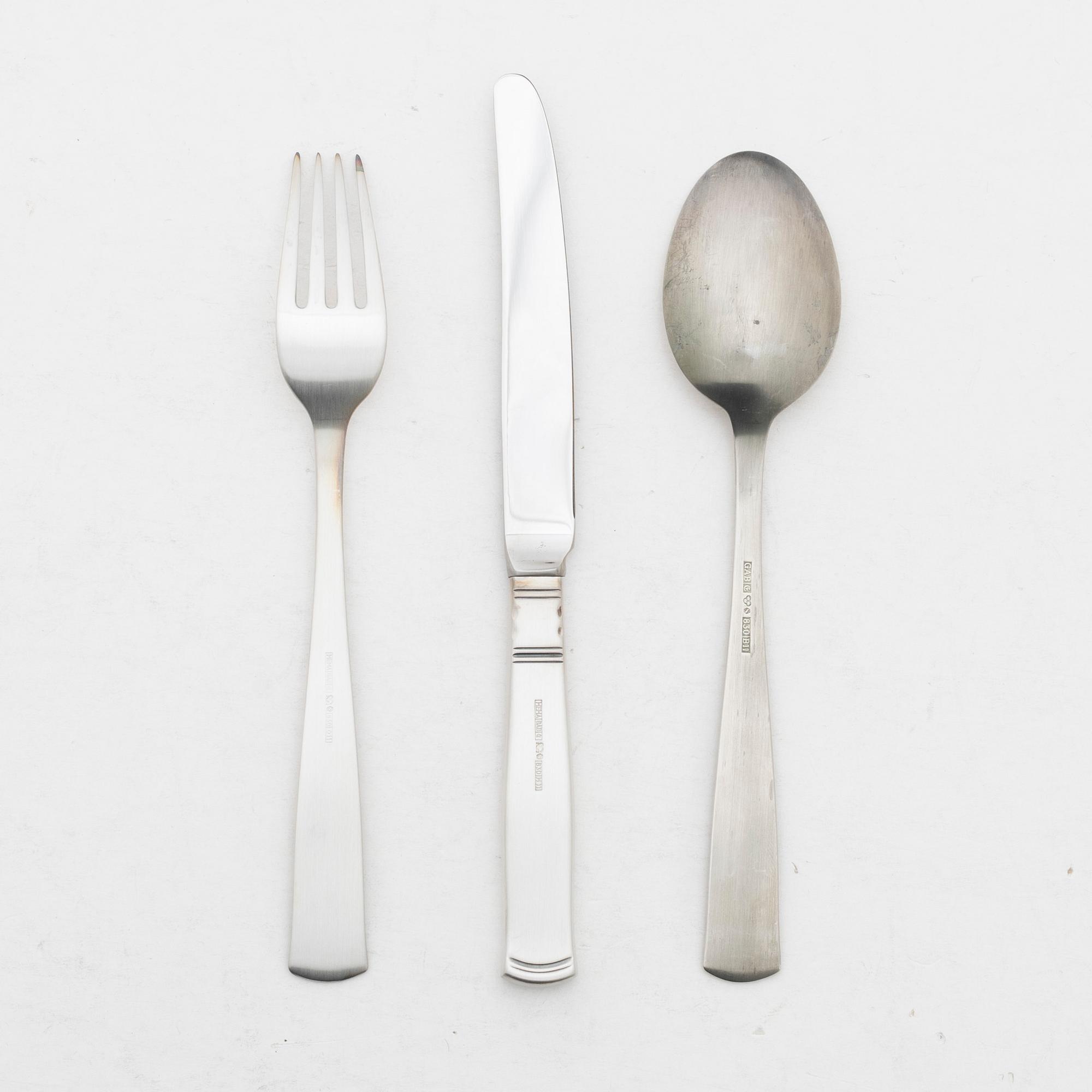 Jacob Ängman, A 96-piece silver flat ware set, 'Rosenholm', GAB & Mema, Sweden, 1996-2014.