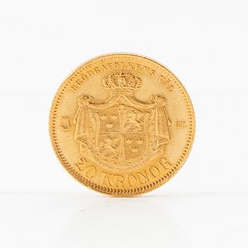 Gold coin 20 kronor 1874 Sweden Oscar II.