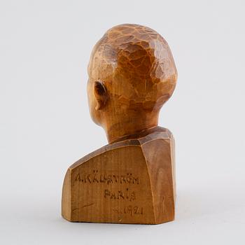 SKULPTUR, trä, Arvid Källström signerad och daterad 1921.