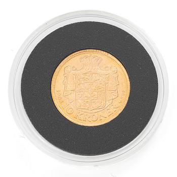Guldmynt, Danmark, Frederik VIII, 10 kroner, 1908.