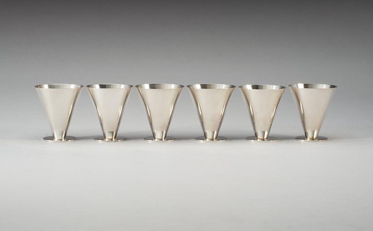 WIWEN NILSSON, cocktailglas, 6 st, Lund 1945-65, sterling.