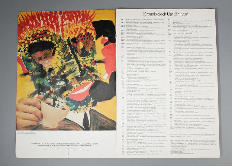 KJARTAN SLETTEMARK, 5 affischer, textil med tryck, utställningskatalog. 3 affisher signerade o dat -79 resp -81.