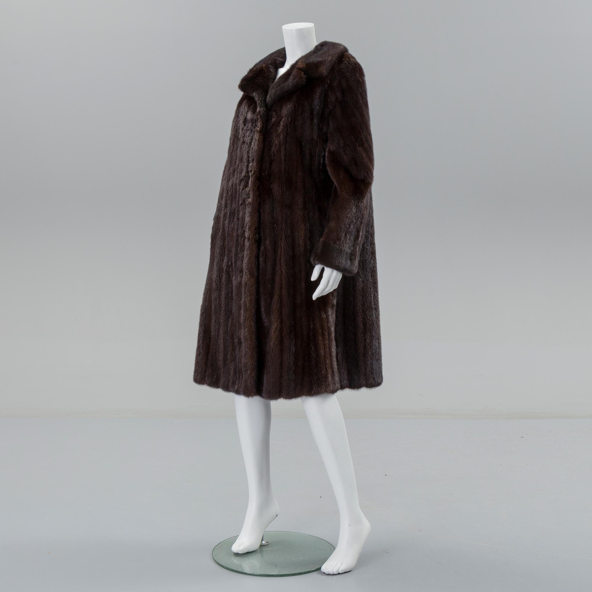 A Mink fur coat from A.C. Bang, Copenhagen, circa size 38.