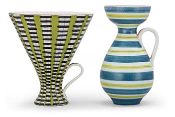 822. Two Stig Lindberg faience vases, Gustavsberg 1940's-50's.