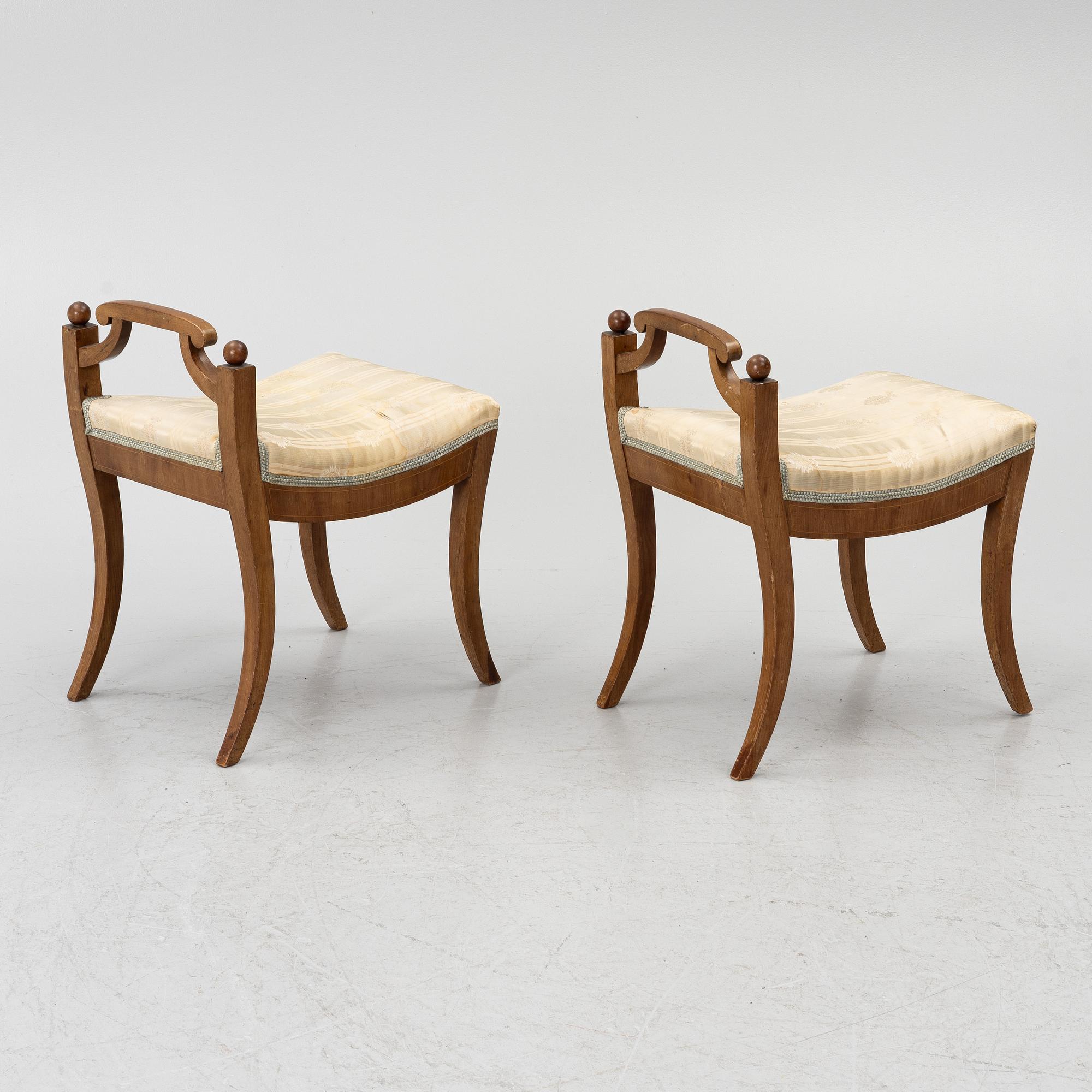 A pair of Karl Johan stools, 19th Century.