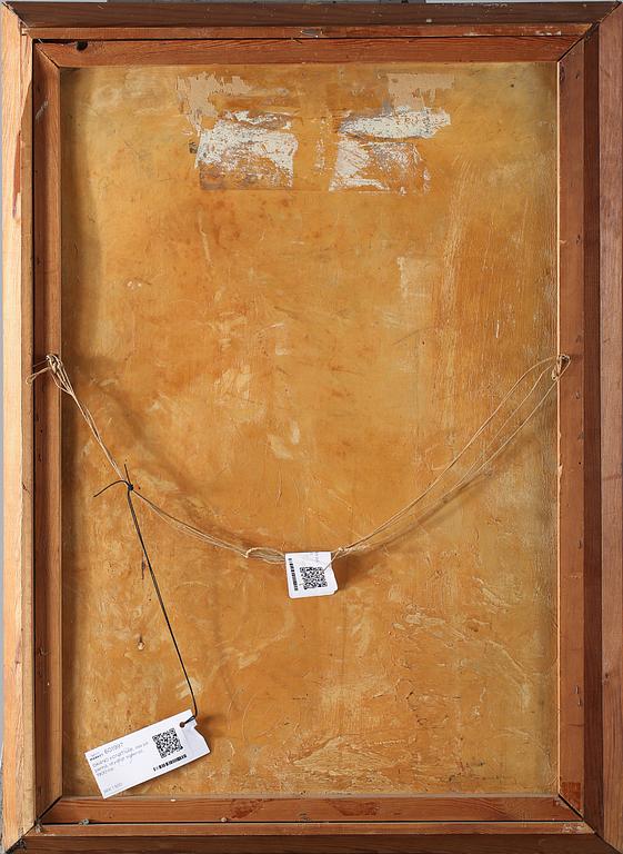 OKÄND KONSTNÄR, olja på pannå, otydligt signerad, 1900-tal.