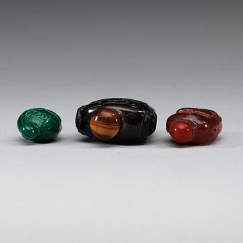 A set of three Chinese snuff bottles.