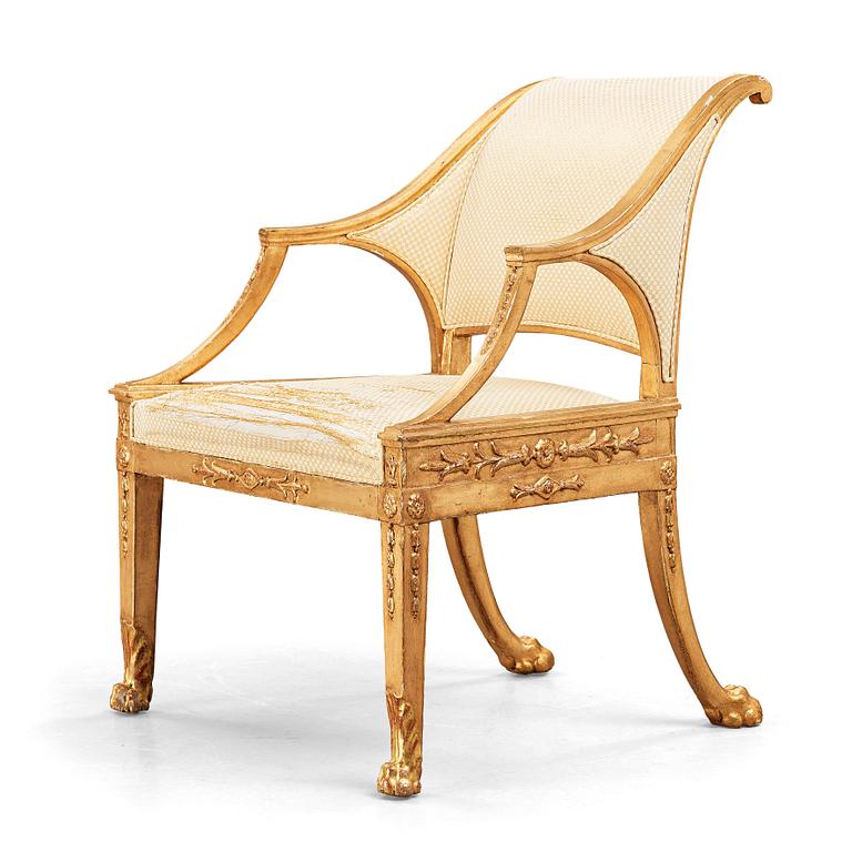 A Swedish Royal late Gustavian armchair, early 19th century.