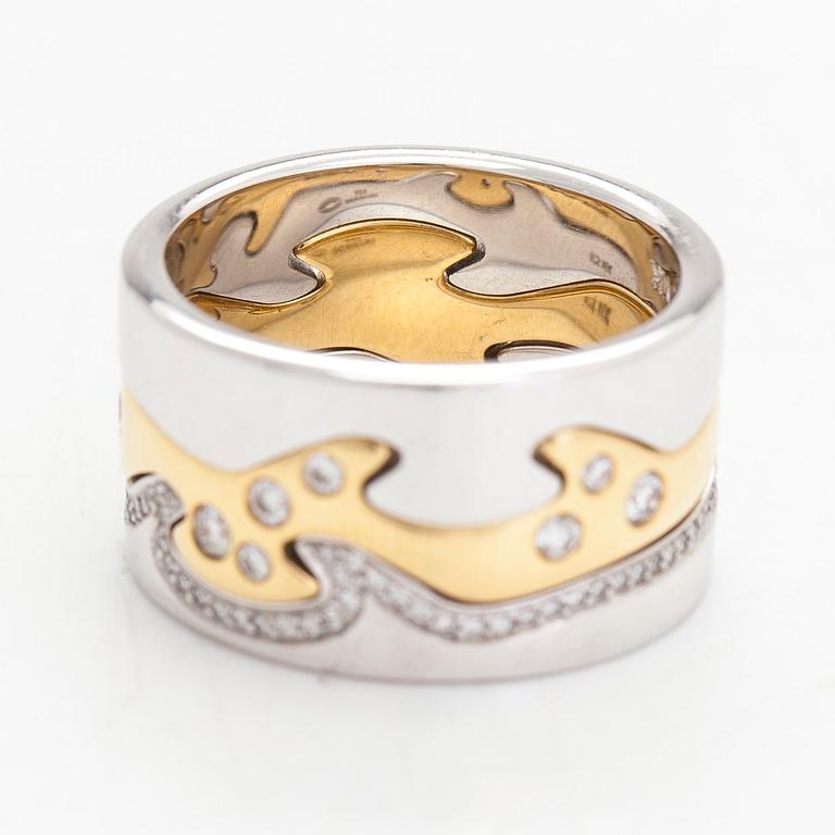 Georg Jensen, ring, "Fusion", set of 3, 18K gold/white gold with diamonds totalling approximately 0.34 ct.