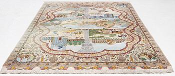 Rug, Tabriz pictorial, approx. 316 x 195 cm.