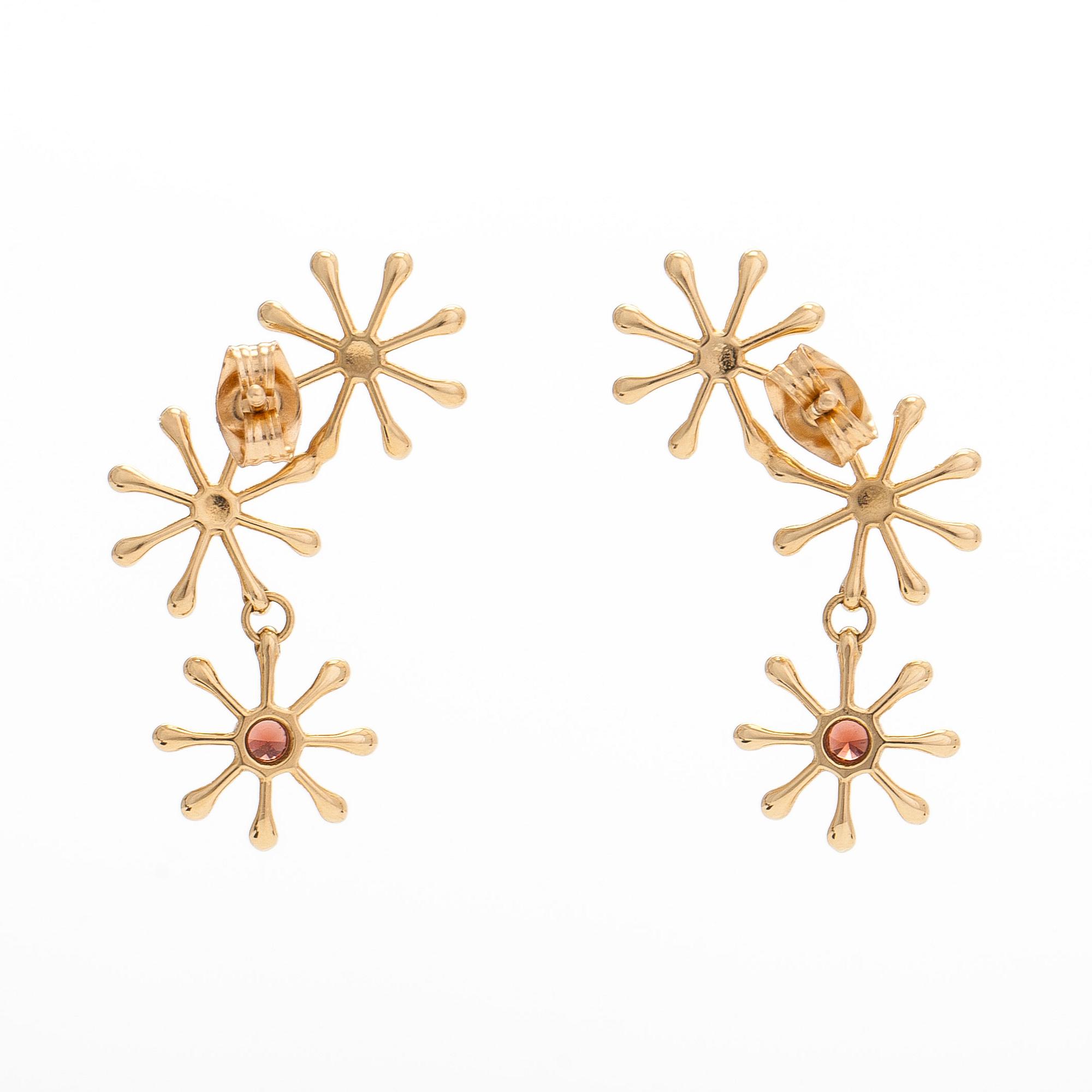 Kirsti Doukas, örhängen, "Pohjantähti", 18K guld och granat. Kalevala Koru, Helsingfors.