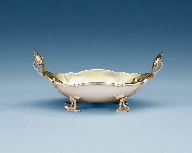 A Baltic 18th century parcel-gilt bowl, makers mark of Johann Christian Henck, Riga (1750-1784/-85).