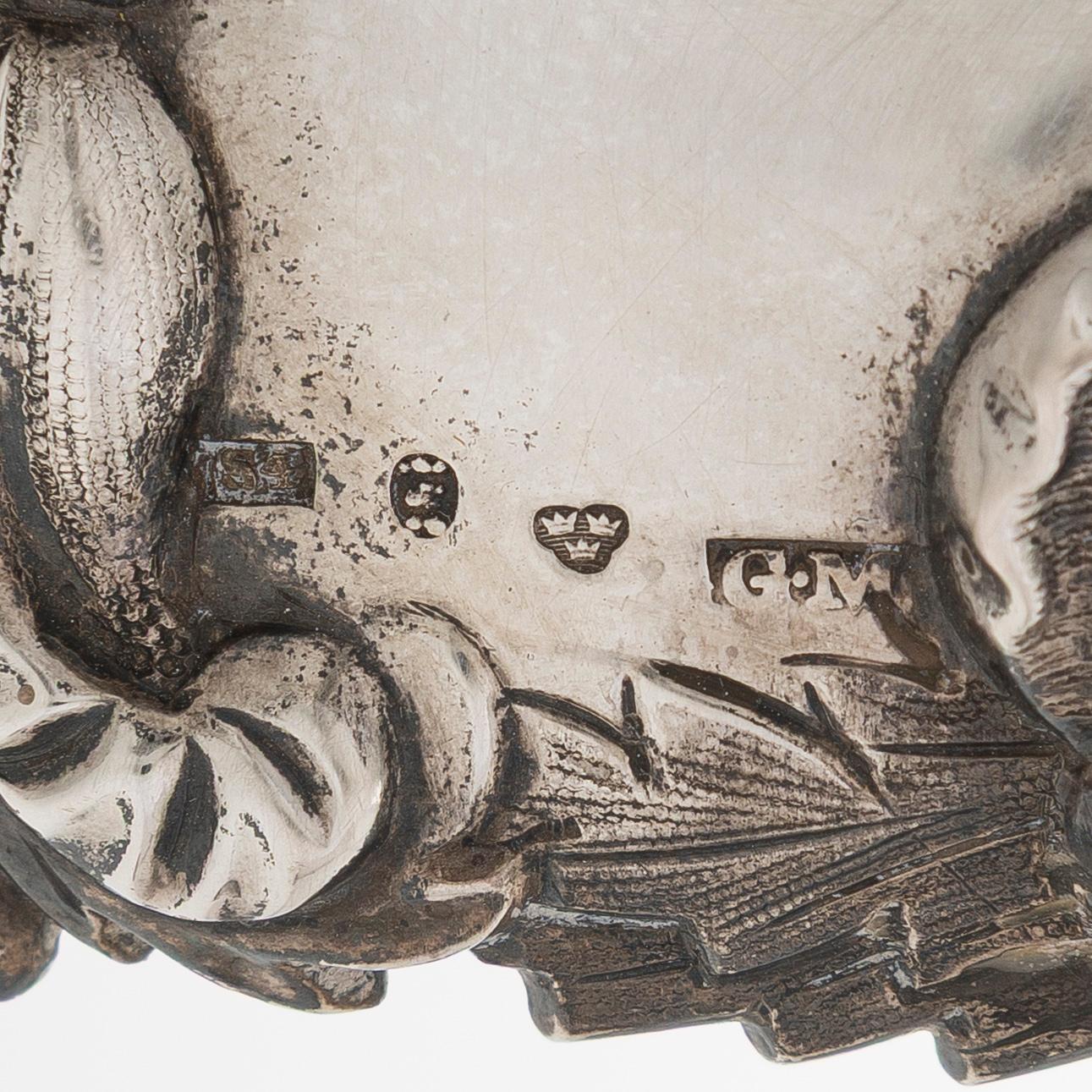 Gustaf Möllenborg, Ljusstakar, ett par, silver, Stockholm 1848. Nyrokoko.