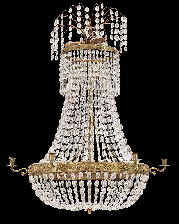 A Swedish Empire 1820/30's six-light chandelier.