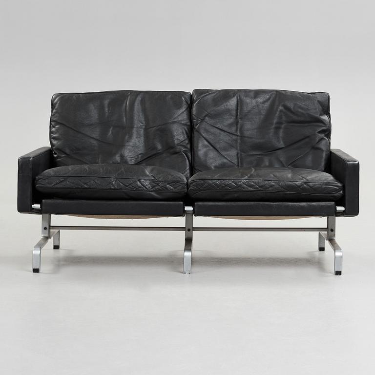 Poul Kjaerholm, a "PK31-2" black leather sofa, edition E Kold Christensen, Denmark 1960's.