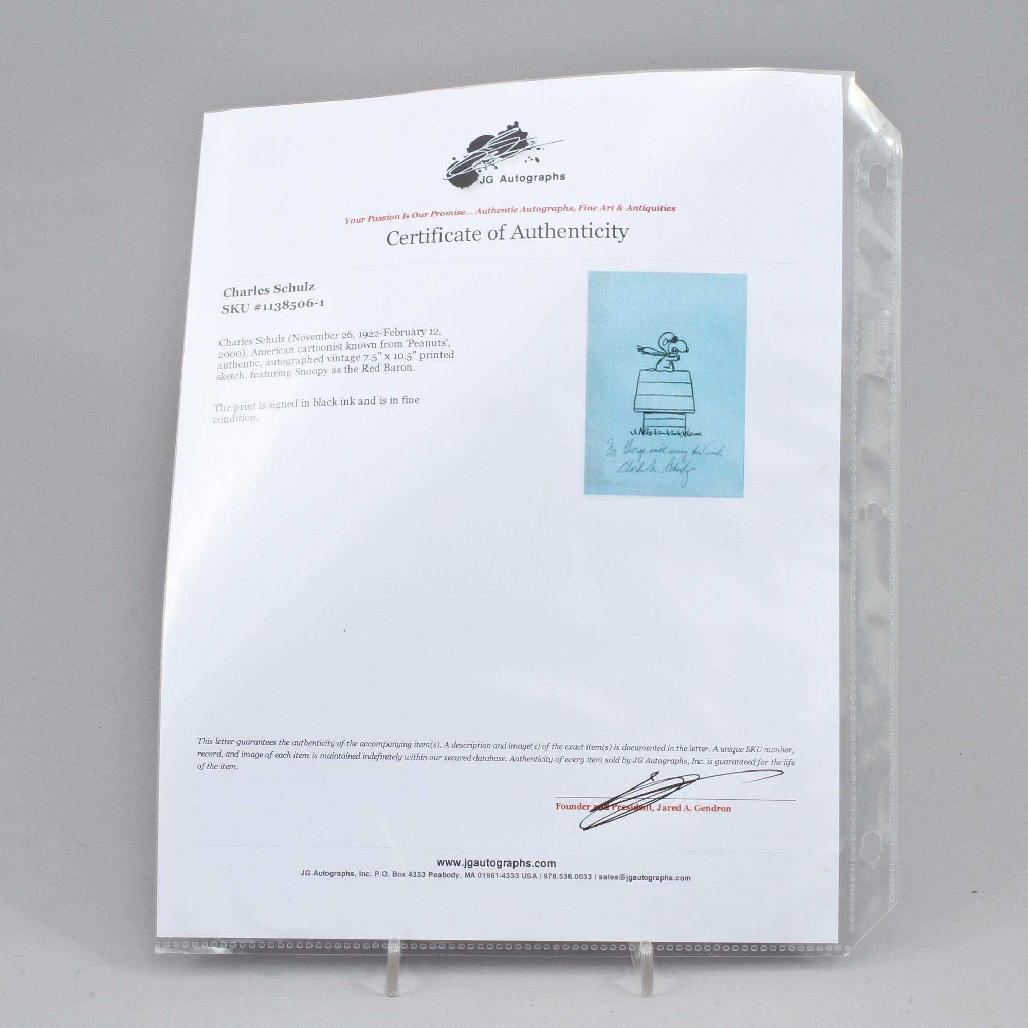 AUTOGRAF, Charles Schultz, 1900-talets andra hälft.