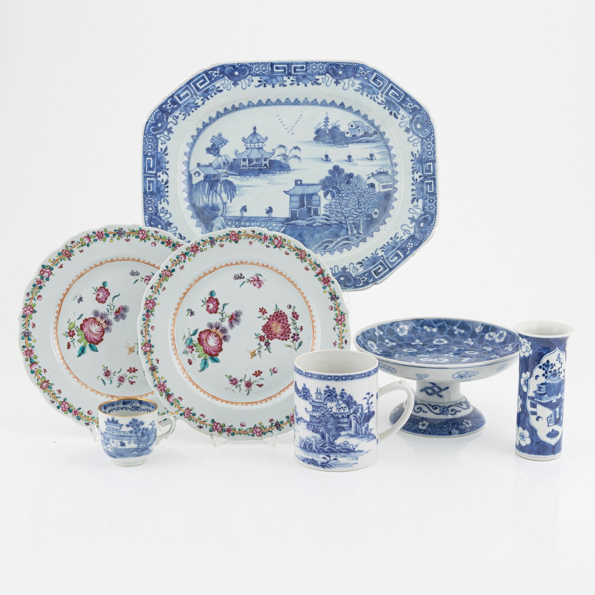 Seven pieces of porcelain, China, 18th-20th century.