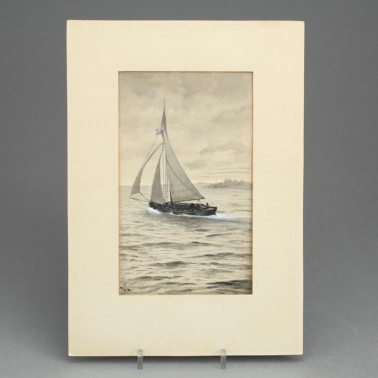 JENNY NYSTRÖM, akvarell med täckvitt, monogramsignerad.