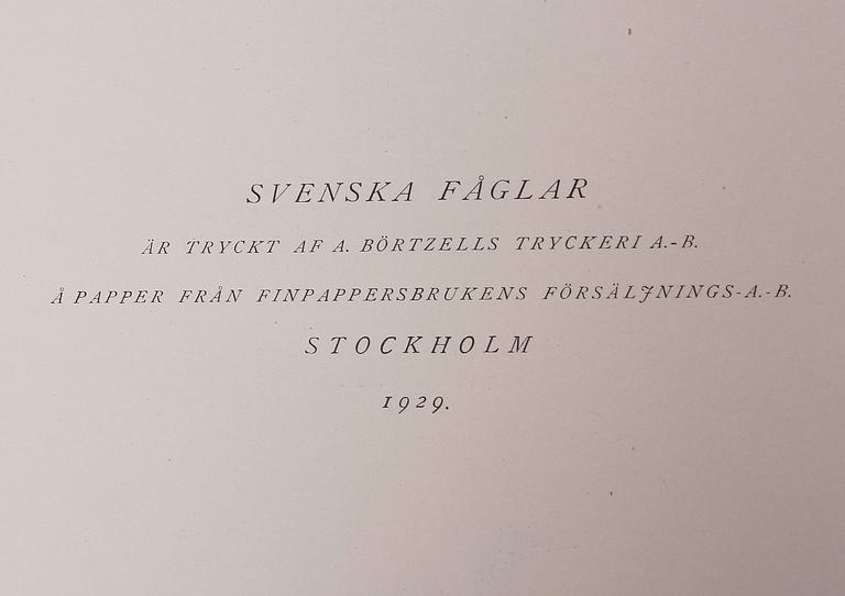 BÖCKER, 3 vol, "Svenska Fåglar", M, W och F von Wright, Förlaget svenska fåglar, Stockholm, 1929.