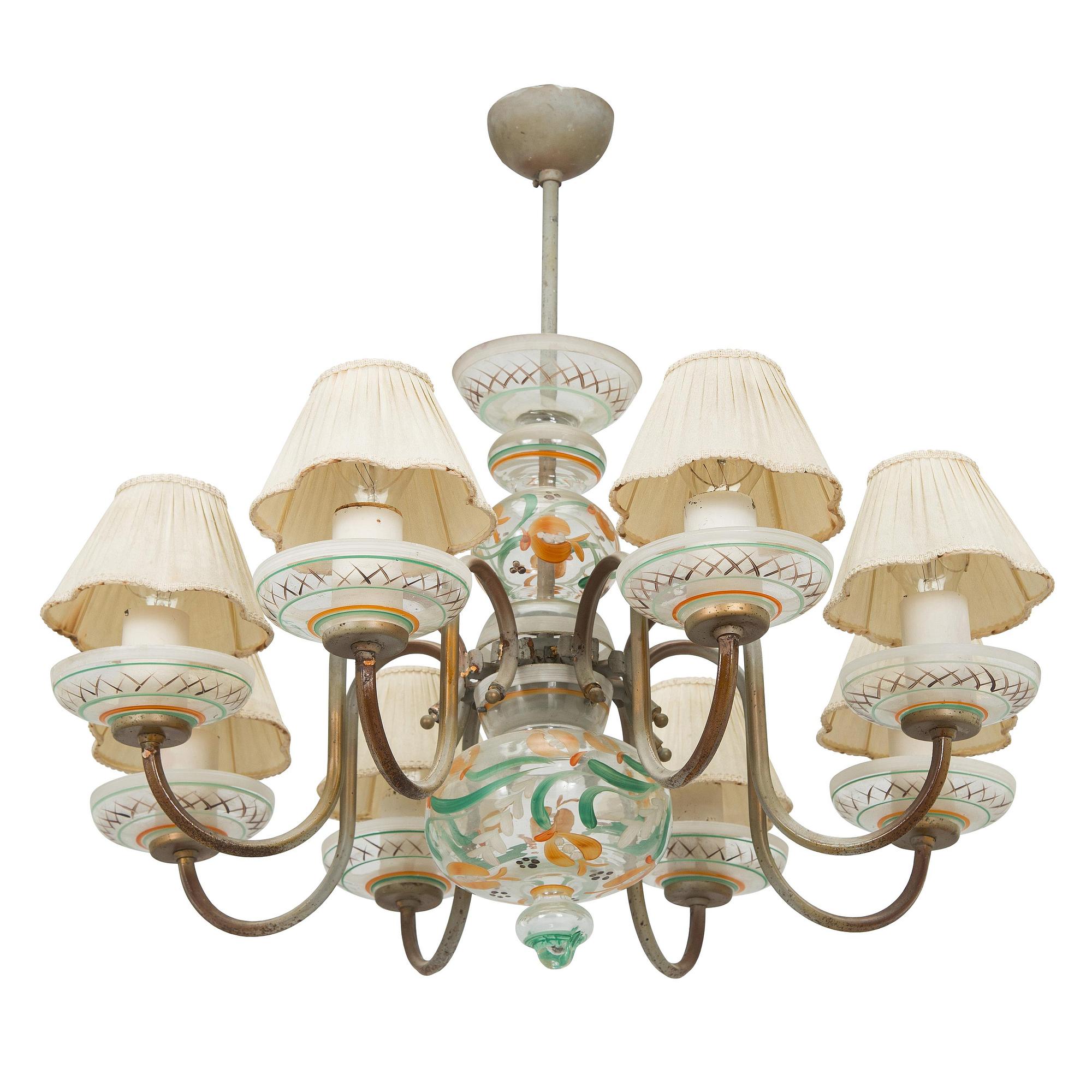 Paavo Tynell, A 1940s '1752/8' chandelier, for Taito and Kauklahden Lasitehdas. Finland.