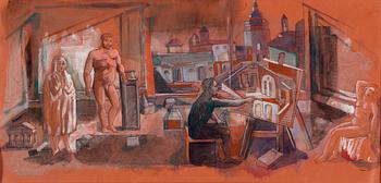 PETER WEISS, mixed media on paper, signed P Weiss and dated 46.