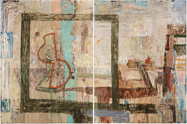 Arvid Pettersen, oil on canvas, diptych, signed verso.