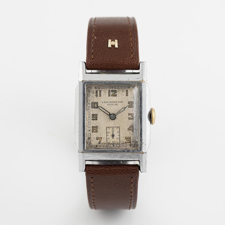 Enicar, Chronometer, wristwatch, 26 x 29 (37) mm.
