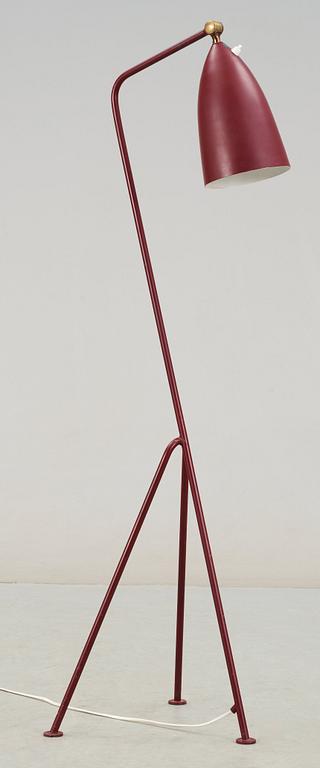 A Greta Magnusson Grossman burgundy red lacquered 'Grasshopper' floor lamp, Bergboms, Sweden 1950's.