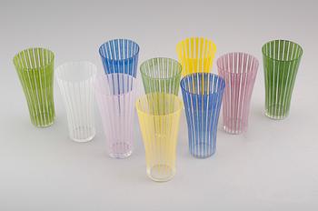 GLAS, 10 st, "Strikt", Bengt Orup, Johansfors, 1950-tal.