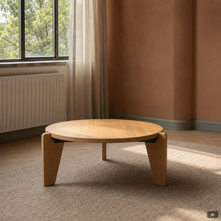 Jean Prouvé, a 'Guéridon Base' coffe table, Vitra, 21st century.