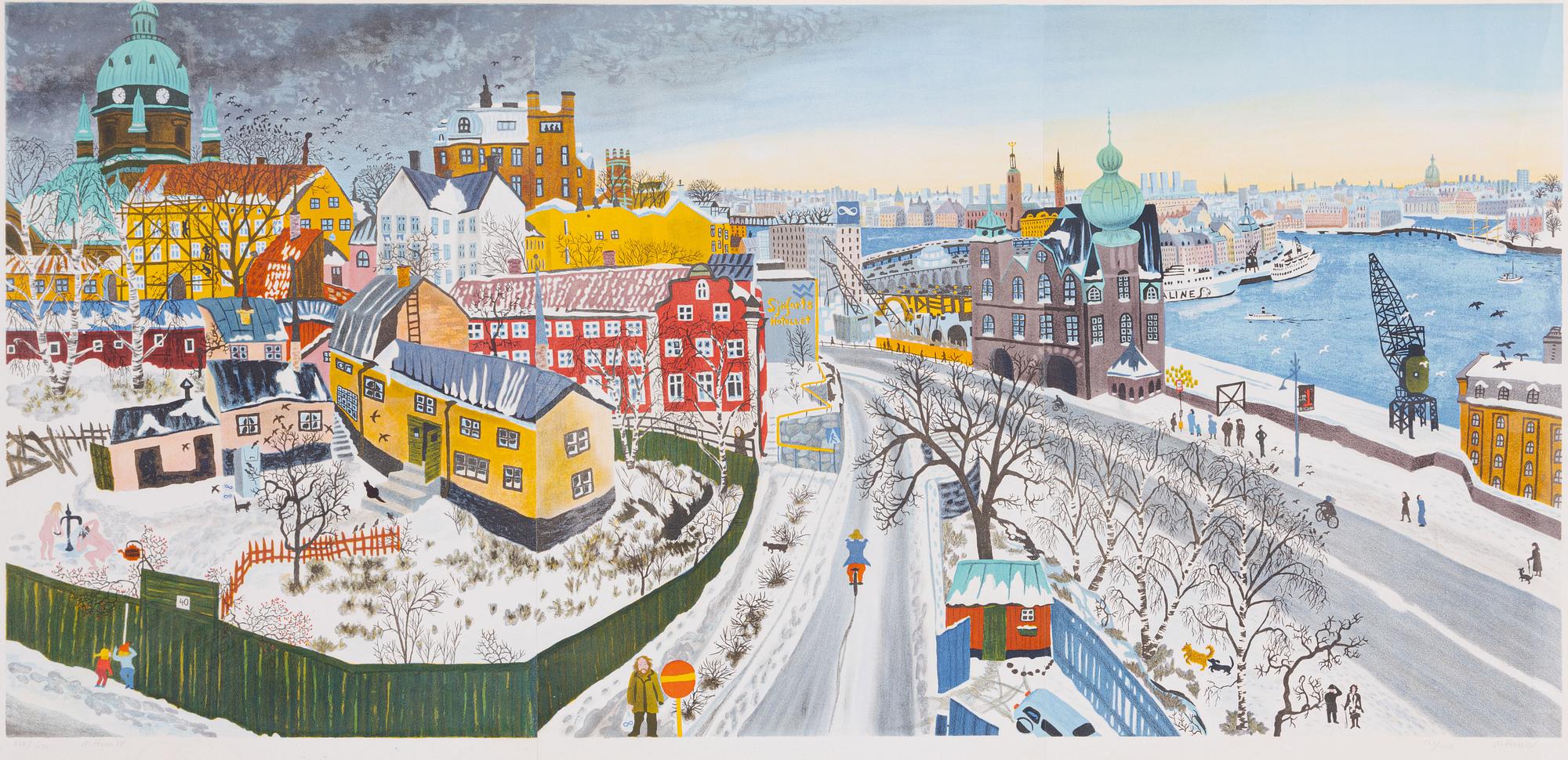 Mona Huss Walin, Vy över Stockholm - triptyk.