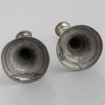 A pair of pewter candle sticks by Olof Wahlgren (active 1817-1825/27), Helsingborg, Sweden, 1813.