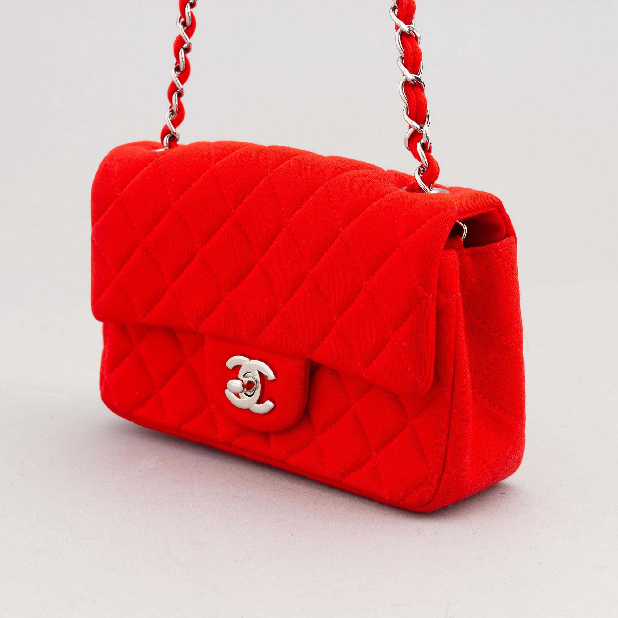Chanel, a red fabric 'Single Flap Bag', 2014.