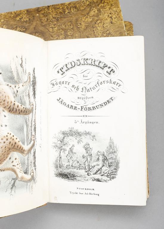 TIDSKRIFT FÖR JÄGARE OCH NATURFORSKARE, 3 vol, utg. Jägare-förbundet, Stockholm 1832-43.