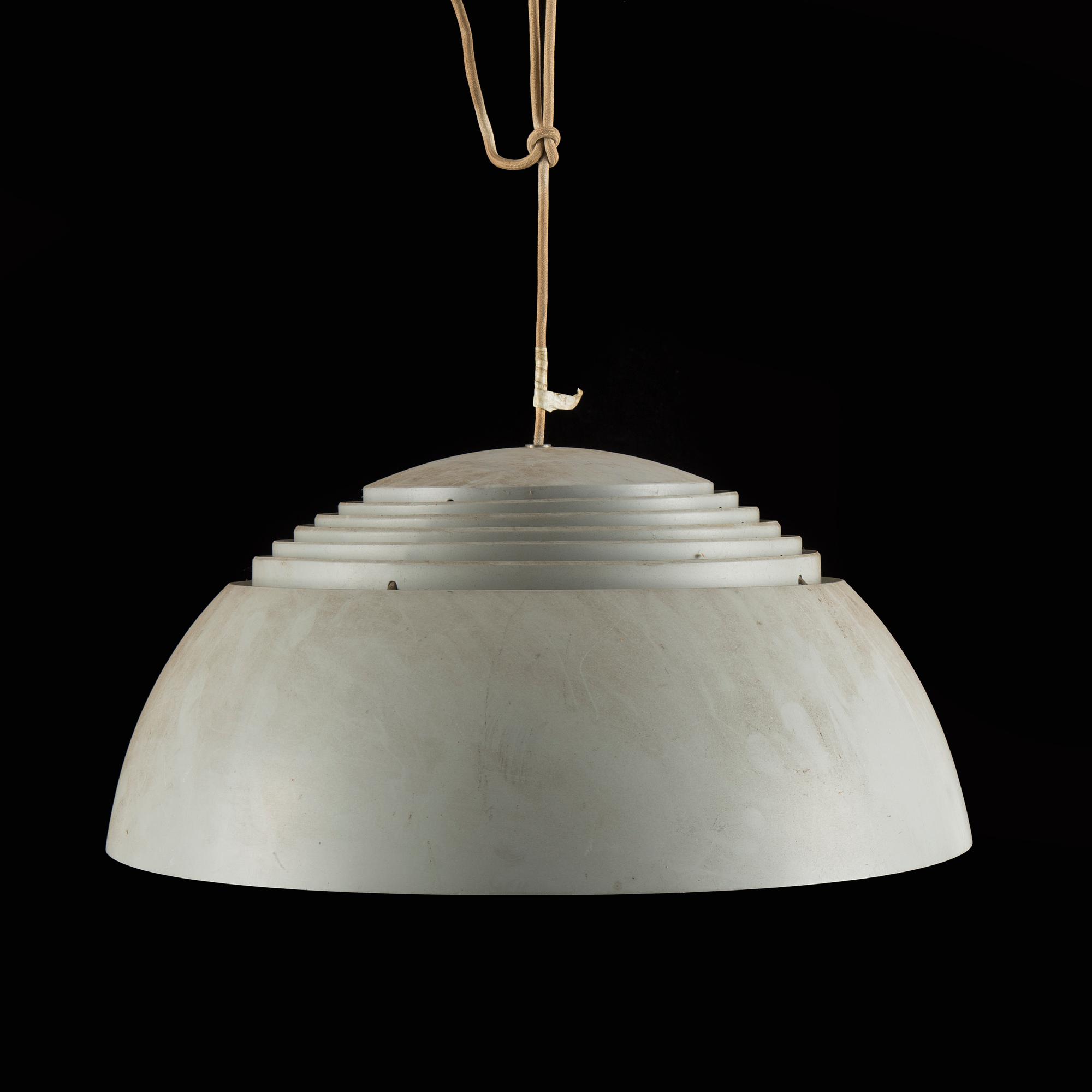 A 'AJ-pendeln' ceiling lamp by Arne Jacobsen for Louis Poulsen, Denmark.