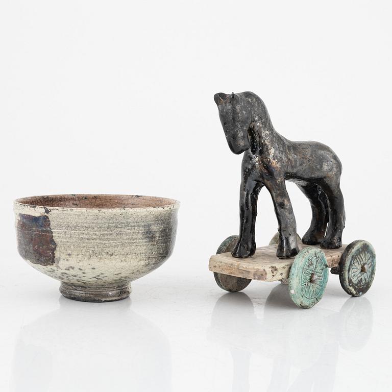 Kerstin Danielsson, a figurine and a bowl, own workshop, Örby.