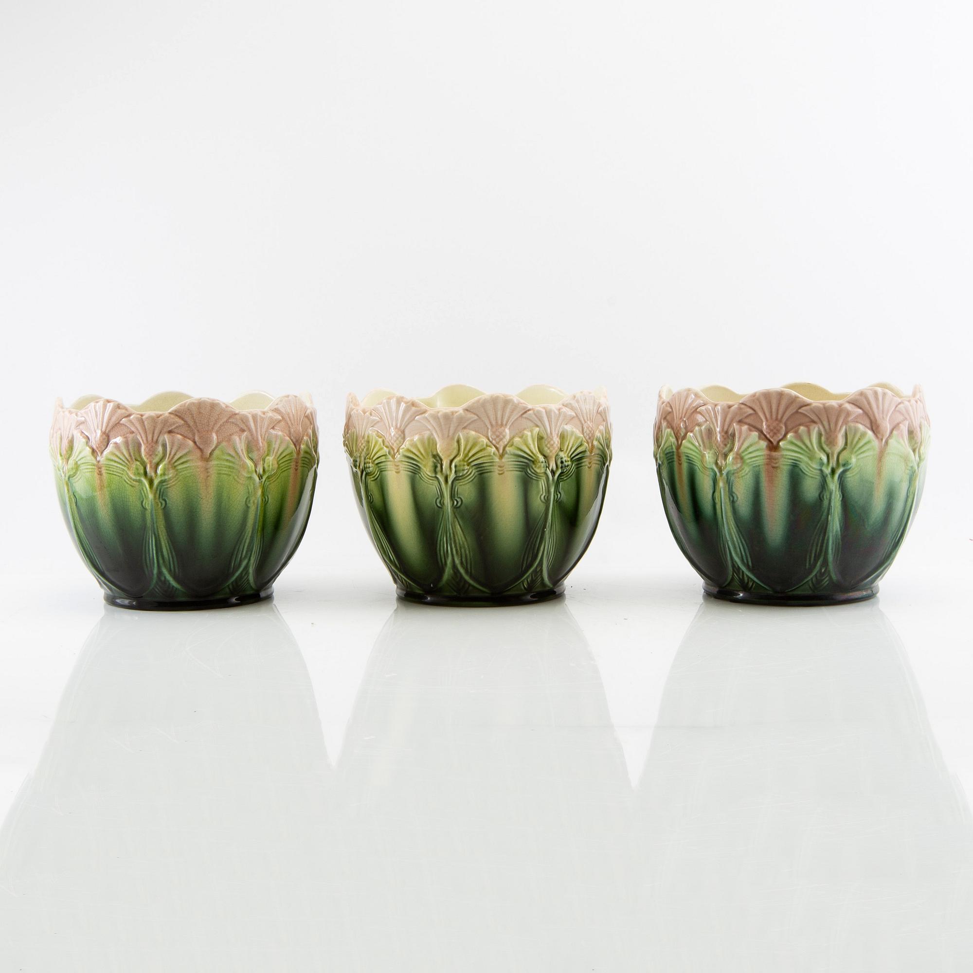 Outer covers 3 pcs Jugend, Rörstrand early 20th century stoneware.