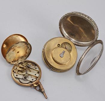 FICKUR, vit/gulmetall, 4 st, bl a Paris och London, 1800-tal.