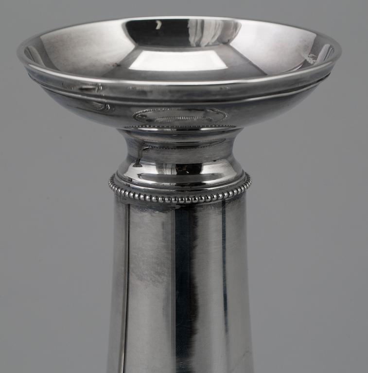 LJUSSTAKAR, ett par, silver, GAB, Stockholm, 1953.