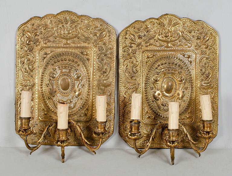 VÄGGPLÅTAR, 1 par, 1800-tal.