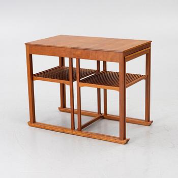 Carl Malmsten, Nest of tables, 3 pieces, “Släden”, Åfors Möbelfabriks AB, second half of the 20th century.