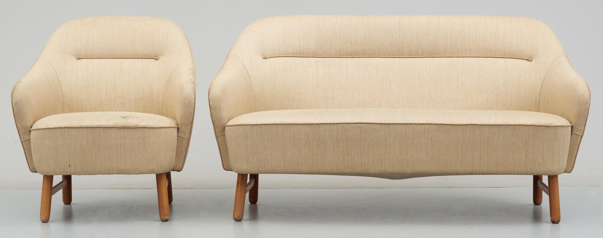 SOFFA samt FÅTÖLJ, 1950/60-tal.