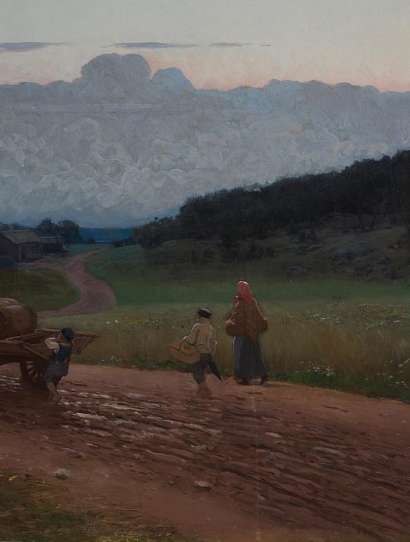 August Malmström, Skymningslandskap med hästekipage.