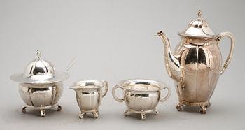 KAFFESERVIS, 4 del, silver, K Andersson, 1920-tal. Vikt ca 1542 g.