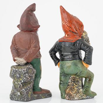 Six ceramic gnomes, first half of the 20th century.