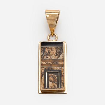 Pendant and earrings, 14K gold, Navajo.