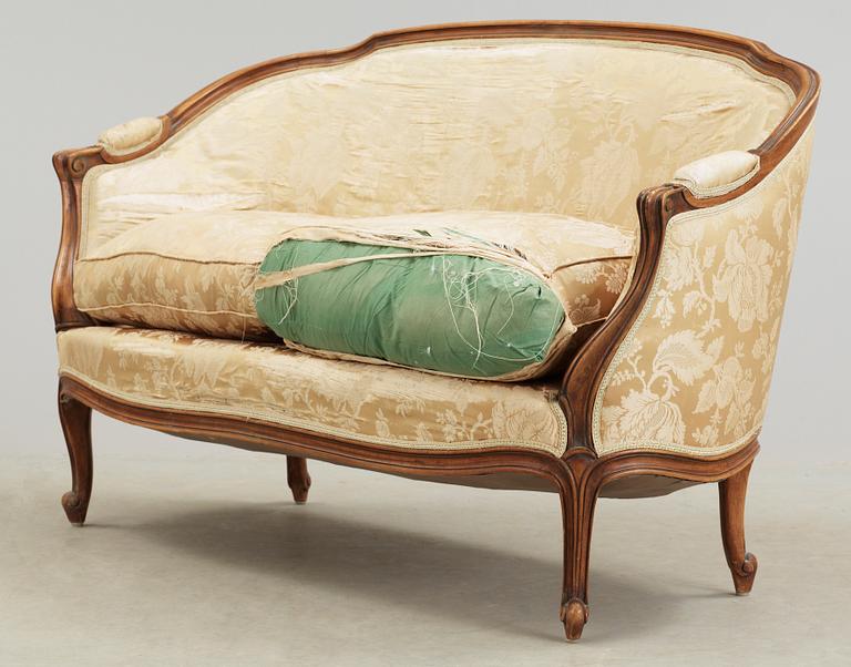 SOFFGRUPP, 3 delar, rokokostil, 1800-tal.