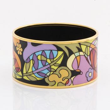 Frey Wille, an 'Ode to Joy of Life Paradise Moonlight' enamel and gilt metal bangle, Austria, c 2012.